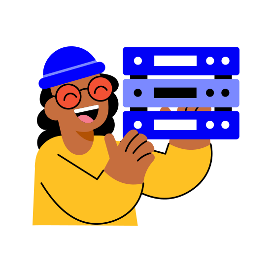 Server Stack, Storage, Hosting, Technician, Technology illustration