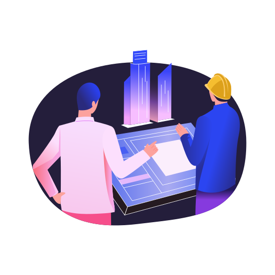 Architect Designing, Map Construction, Engineers, Vr Technology, Prototyping, illustration