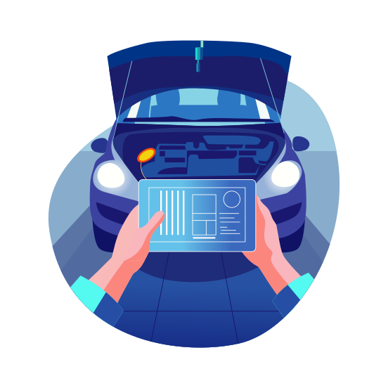 Car Diagnosis, Mechanics, Ai, App, Technology illustration