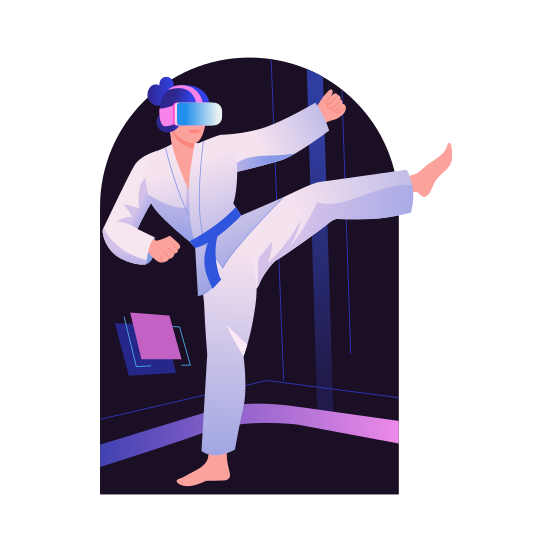 Martial Art, Fighter, Training, Kicking, Character illustration