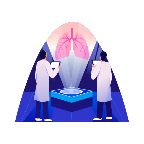Medical Technology, Pulmonology, Healthcare, Hologram, Diagnosis illustration