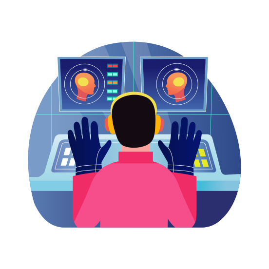 Mind Reader, Psychic, Telepathy, Technology, Character illustration