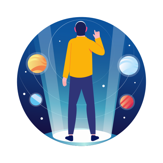 Space Exploration, Astronomy, Aeronautics, Planets, Technology illustration