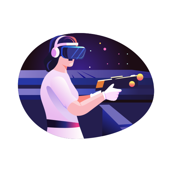 Virtual Gaming, Vr, Player, Simulation, Character illustration