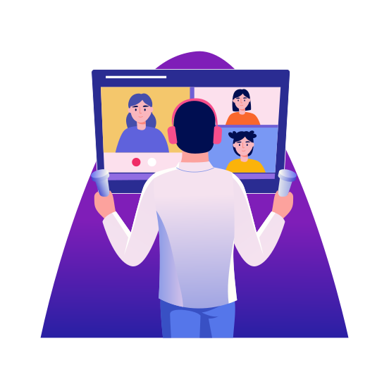 Virtual Meeting, Discussion, Communication, Conversation, Conference illustration