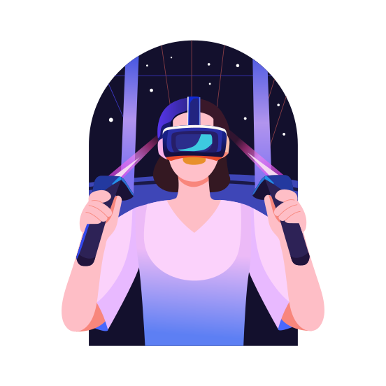 Vr Gamer, Player, Metaverse, Simulation, Character illustration