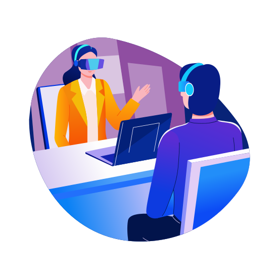 Vr Interview, Recruitment, Meeting, Simulation, Hiring illustration