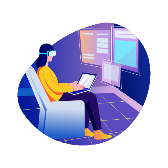 Vr Job, Working, Freelancing, Technology, Futuristic illustration