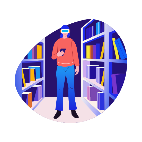 Vr Library, Reading, Books, Study, Literature illustration