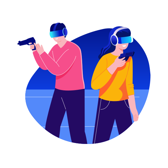 Vr Technology, Playing, Shooting, Gaming, Simulation illustration