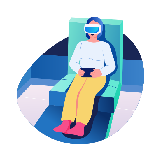 Vr Therapy, Relaxing, Meditation, Healing, Technology illustration