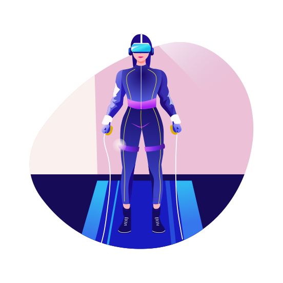 Vr Workout, Exercising, Gym, Exertion, Simulation illustration