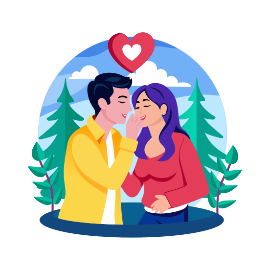 Couple Romance, Kissing, Embracing, Romantic, Spouse illustration