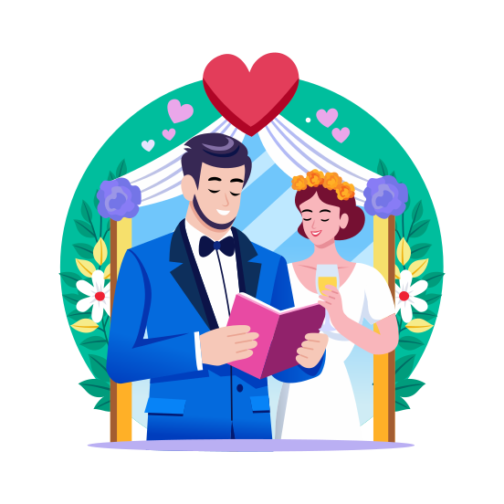 Reading Vows, Commitment, Tradition, Ceremony, Couple illustration