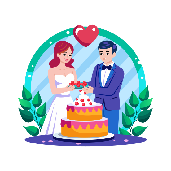 Wedding Cake, Ceremony, Tradition, Couple, Marriage illustration