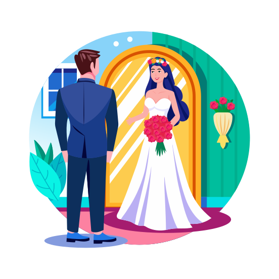 Wedding Couple, Bride, Groom, Marriage, Ceremony illustration