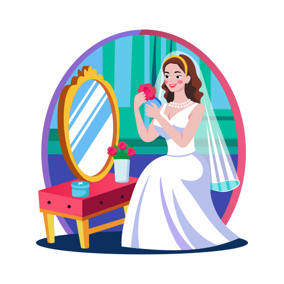 Wedding Day, Preparation, Beauty, Makeup, Bride illustration