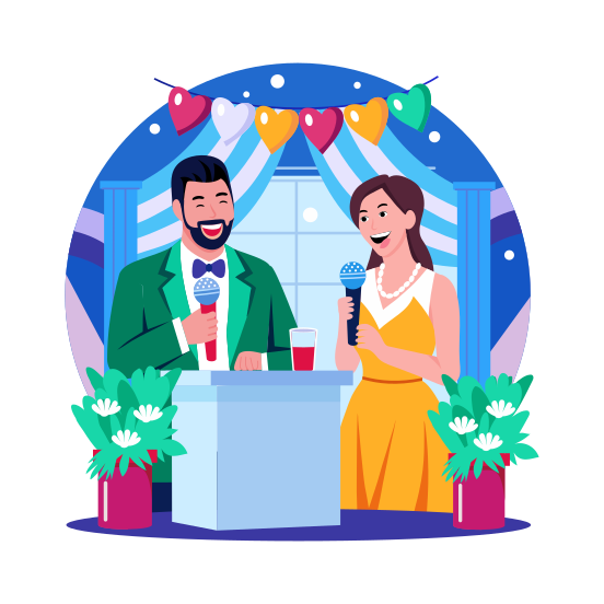 Wedding Speech, Speaking, Groom, Smiling, Ceremony illustration