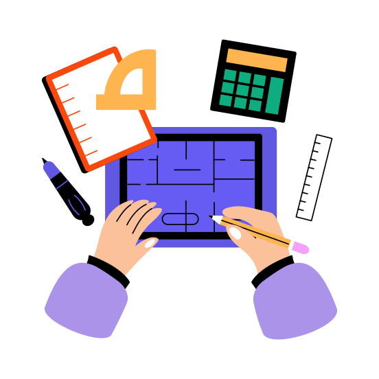 Architectural Blueprint, Prototyping, Drafting, Sketching, Drawing illustration