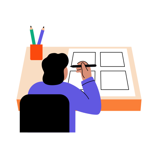 Creating Storyboard, Storyboarding, Drawing, Sketching, Activity illustration