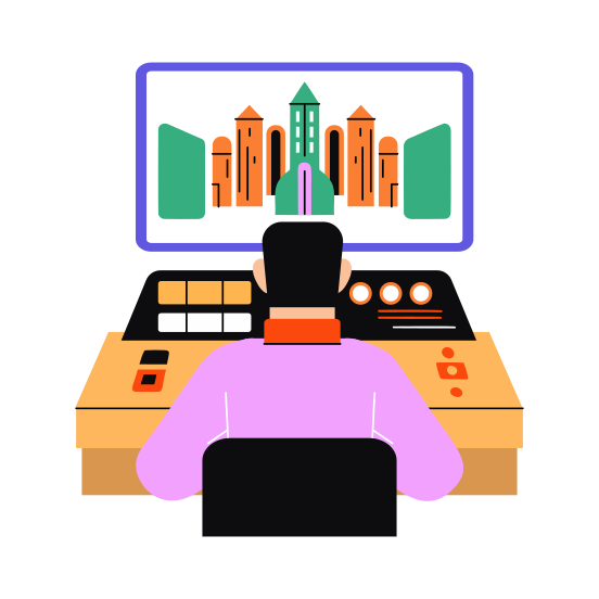 Cyber World, Working, Software, Professional, Character illustration