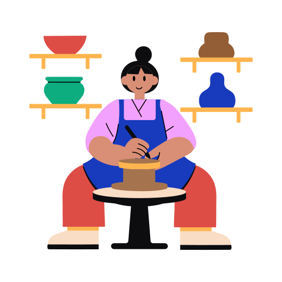 Pottery Making, Ceramics, Claywork, Artistic, Hobby, illustration