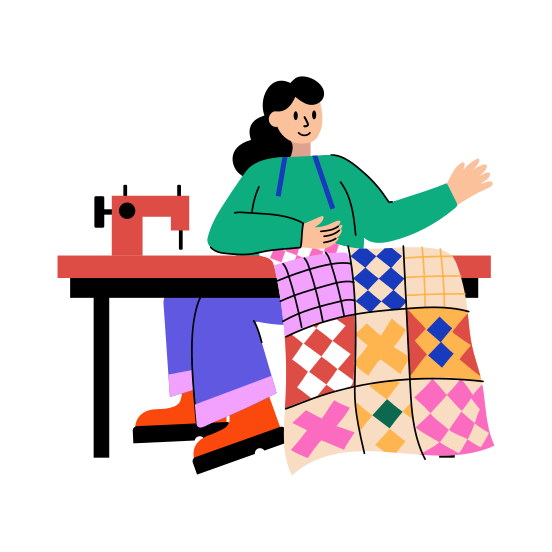 Quilting, Patchwork, Sewing, Stitching, Appliqueing illustration