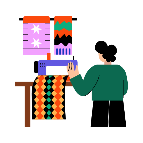 Textile Designer, Stitching, Sewing, Tailoring, Fashion Designer illustration