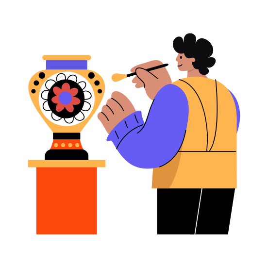 Vase Painting, Ceramics, Pottery, Claywork, Hobby illustration