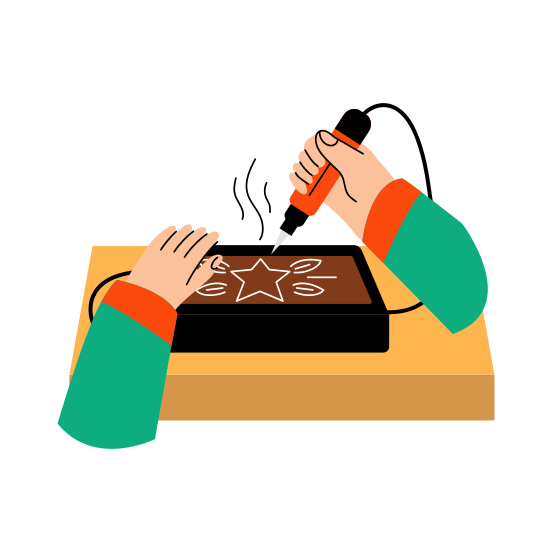 Wood Burning, Pyrography, Pyrogravure, Carving, Woodwork illustration