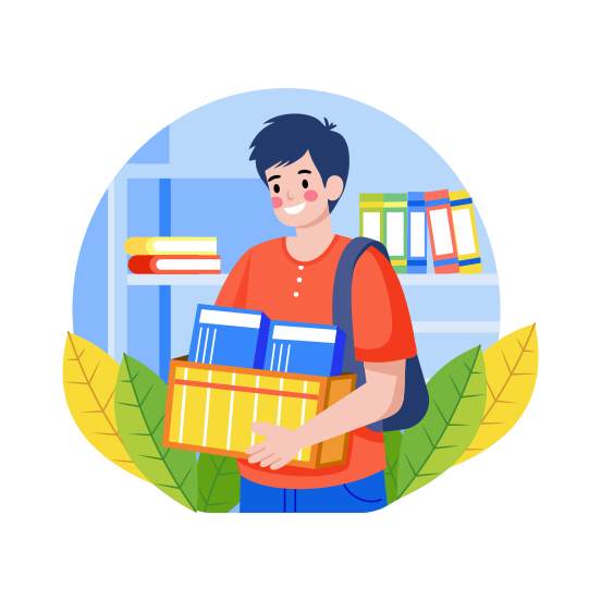 Books, Student, Academic, Holding Books, Educational illustration