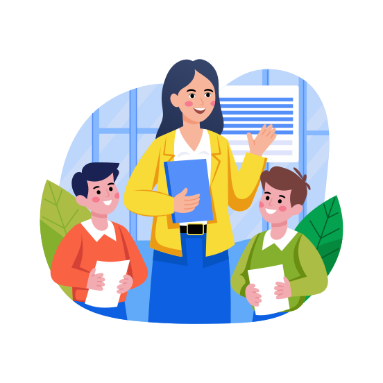 Exam Day, Evaluation, Assessment, Students, Teacher illustration