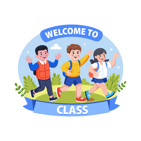 Going School, Running, Kids, Students, Happy illustration