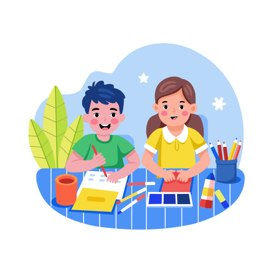 Kids Drawing, Leisure, Activity, Students, Painting illustration