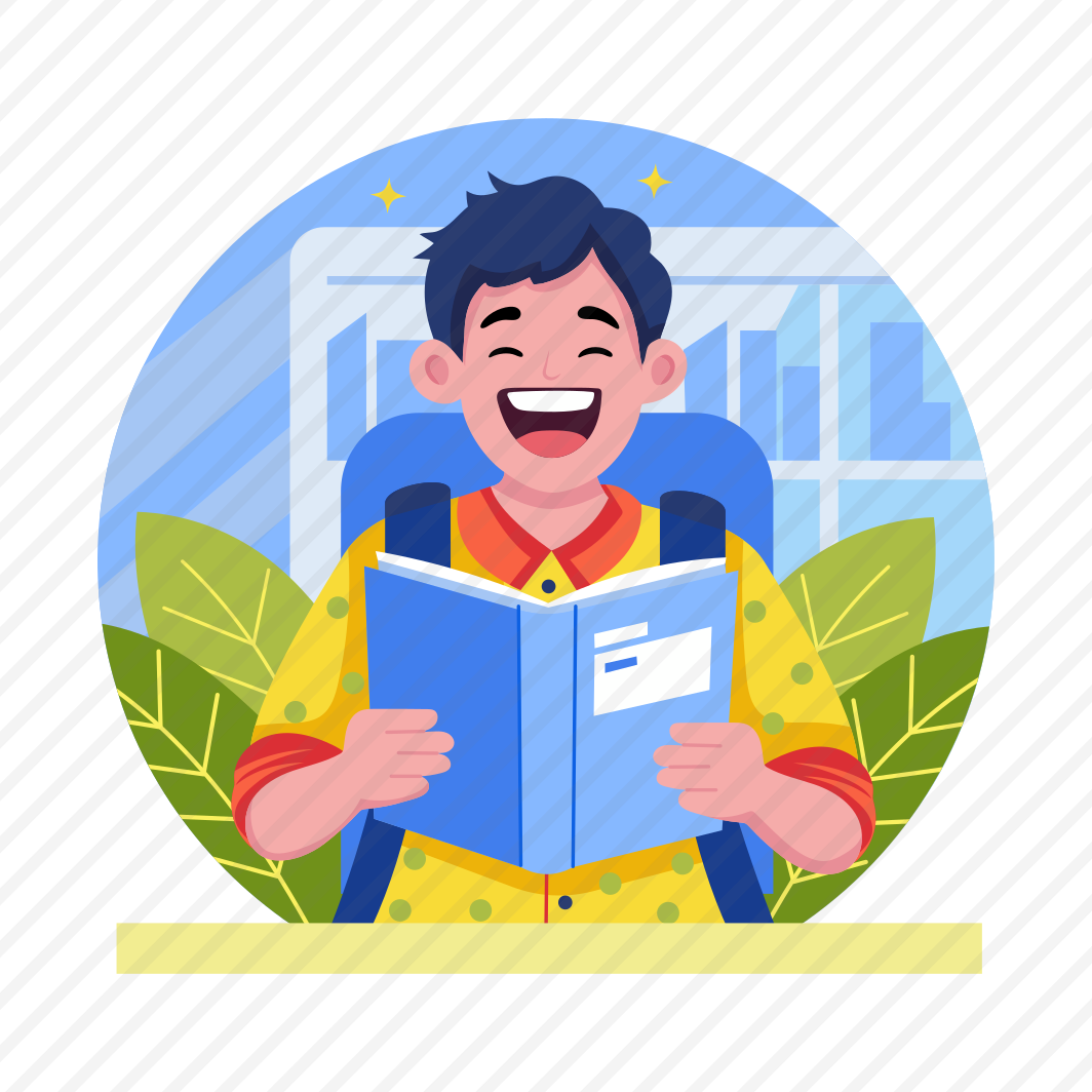 Laughing, Giggling, Cheering, Student, Holding Book preview