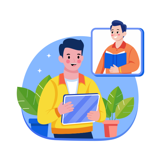 Online Class, Interactive, Instructor, Learning, Education illustration