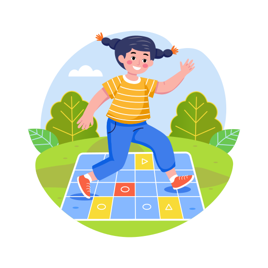 Playing, Hopscotch, Game, Activity, Leisure illustration