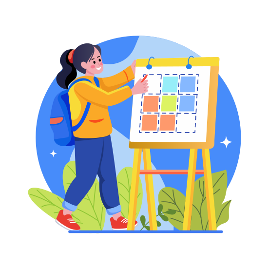 Presenting, Project, Whiteboard, Student, Academic illustration