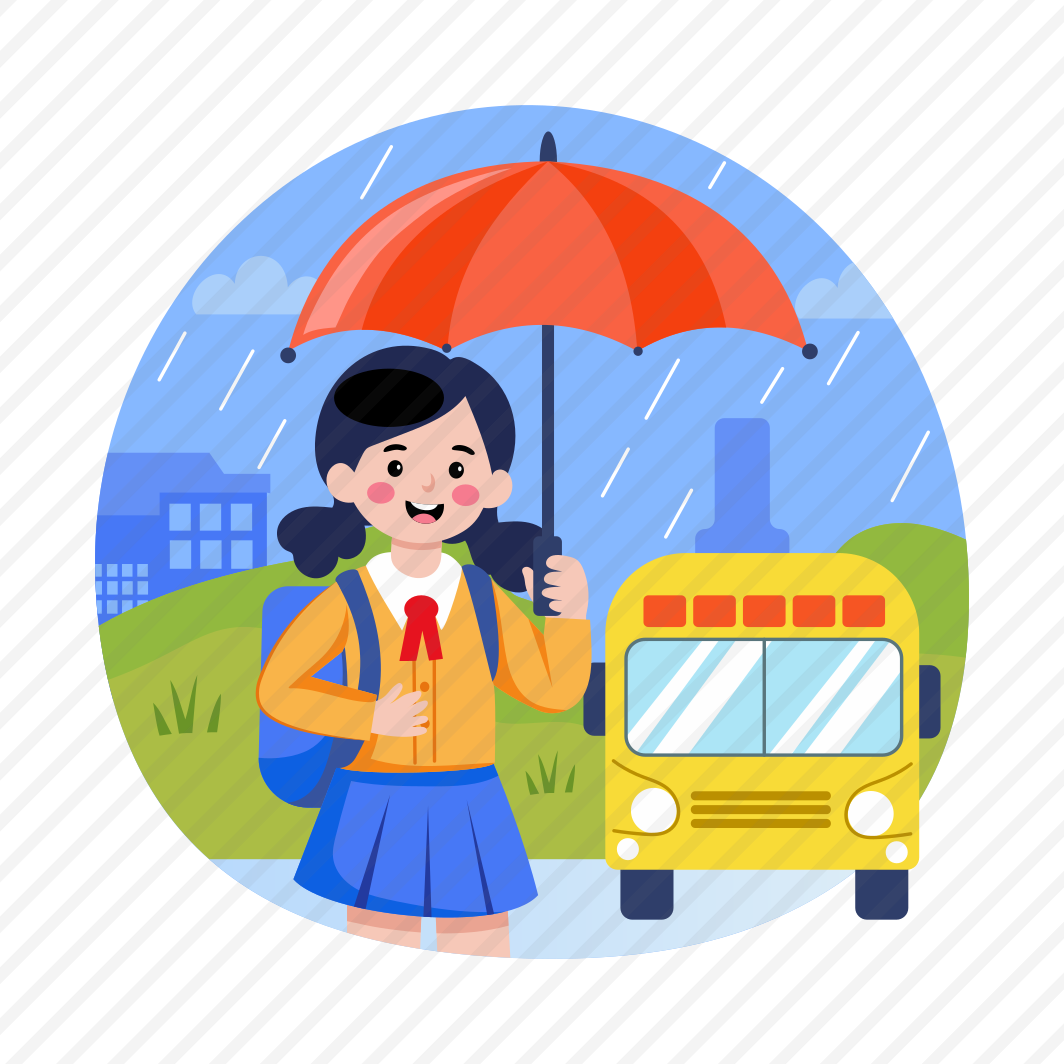 Raining, Umbrella, Student, Outdoor, Rainy Weather preview