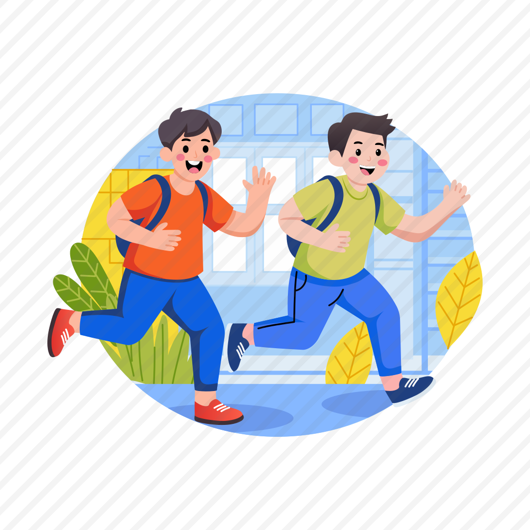 Running, Friends, Students, Happy, Waving preview