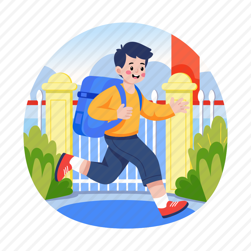 Running Student, Hurry, Outdoor, Late, Smiling preview