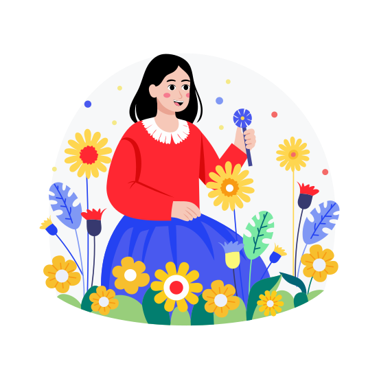 Blooming Flowers, Garden, Nature, Hobby, Floral illustration