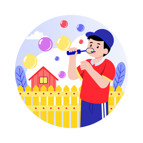 Blowing Bubbles, Activity, Outdoor, Fun, Playing illustration