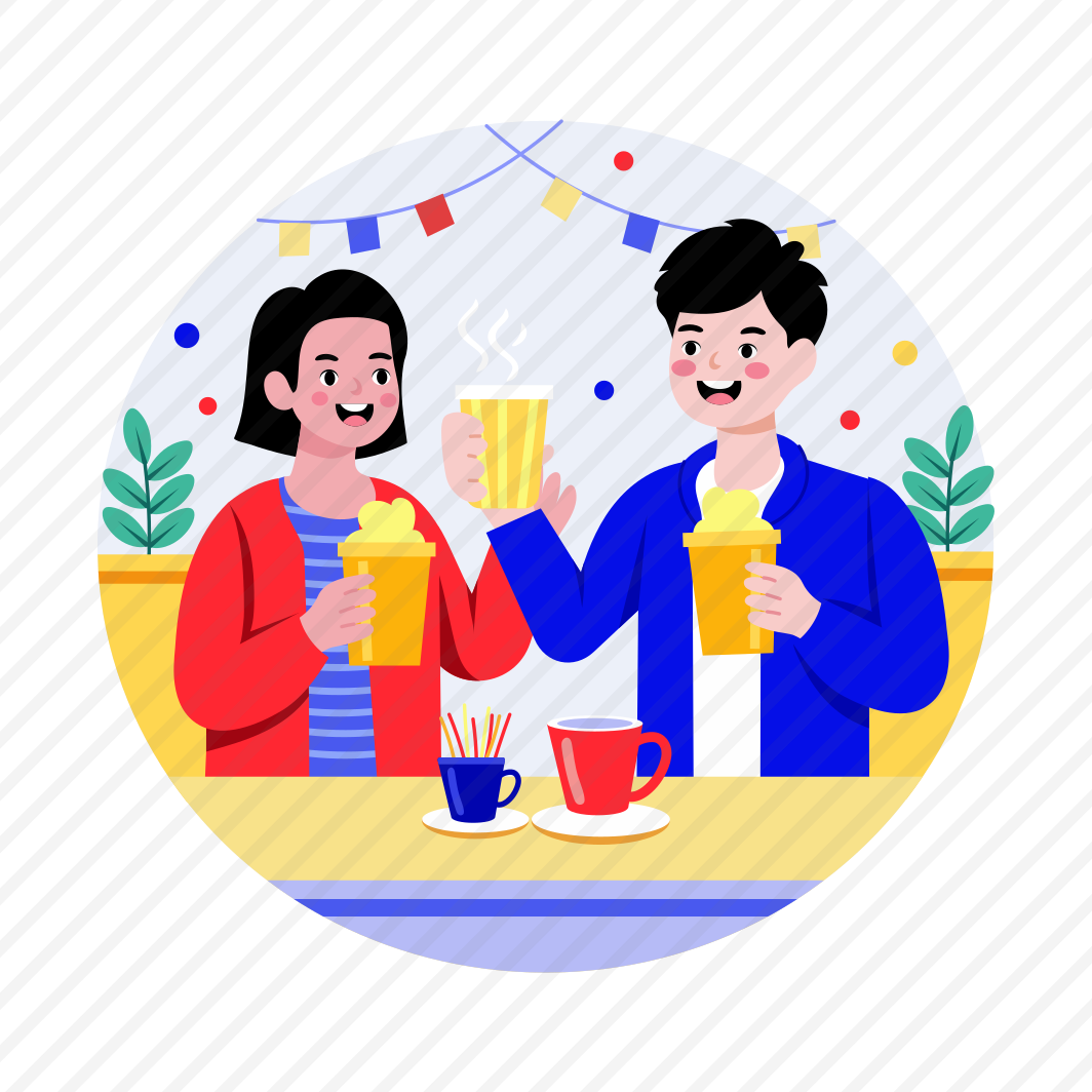 Cafe Date, Couple, Outdoor, Drinks, Enjoying preview