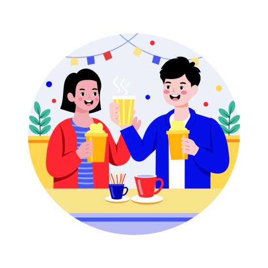 Cafe Date, Couple, Outdoor, Drinks, Enjoying illustration