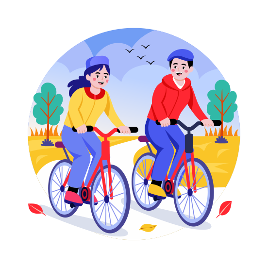 Cycling, Riding, Outdoor, Recreation, Travelling illustration