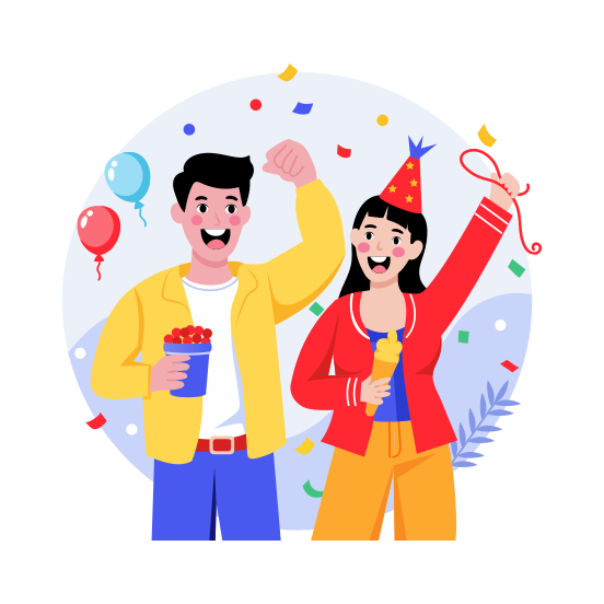 Festival, Confetti, Party, Celebration, Couple illustration