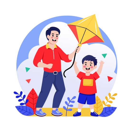 Flying Kite, Playing, Outdoor, Leisure, Activity illustration