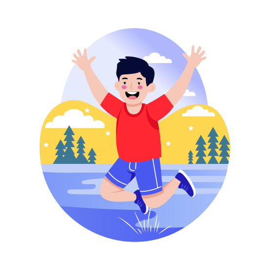 Jumping, Happy, Smiling, Enjoying, Cheerful illustration