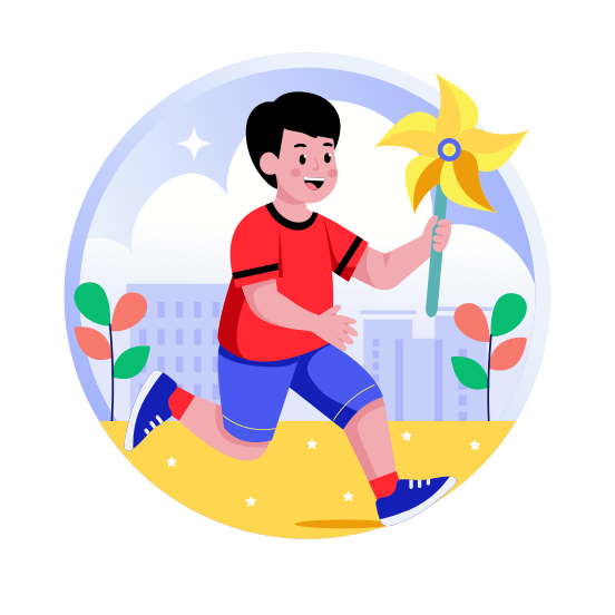 Kid Playing, Running, Enjoying, Happy, Joyful illustration